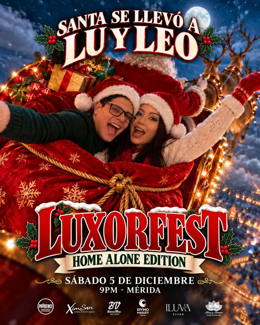 Lu & Leo en el flyer de la Navidad Luxorfest