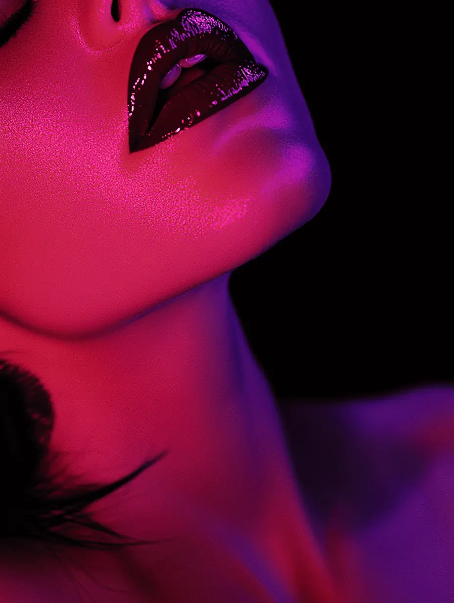 Retrato con luz neón rosa